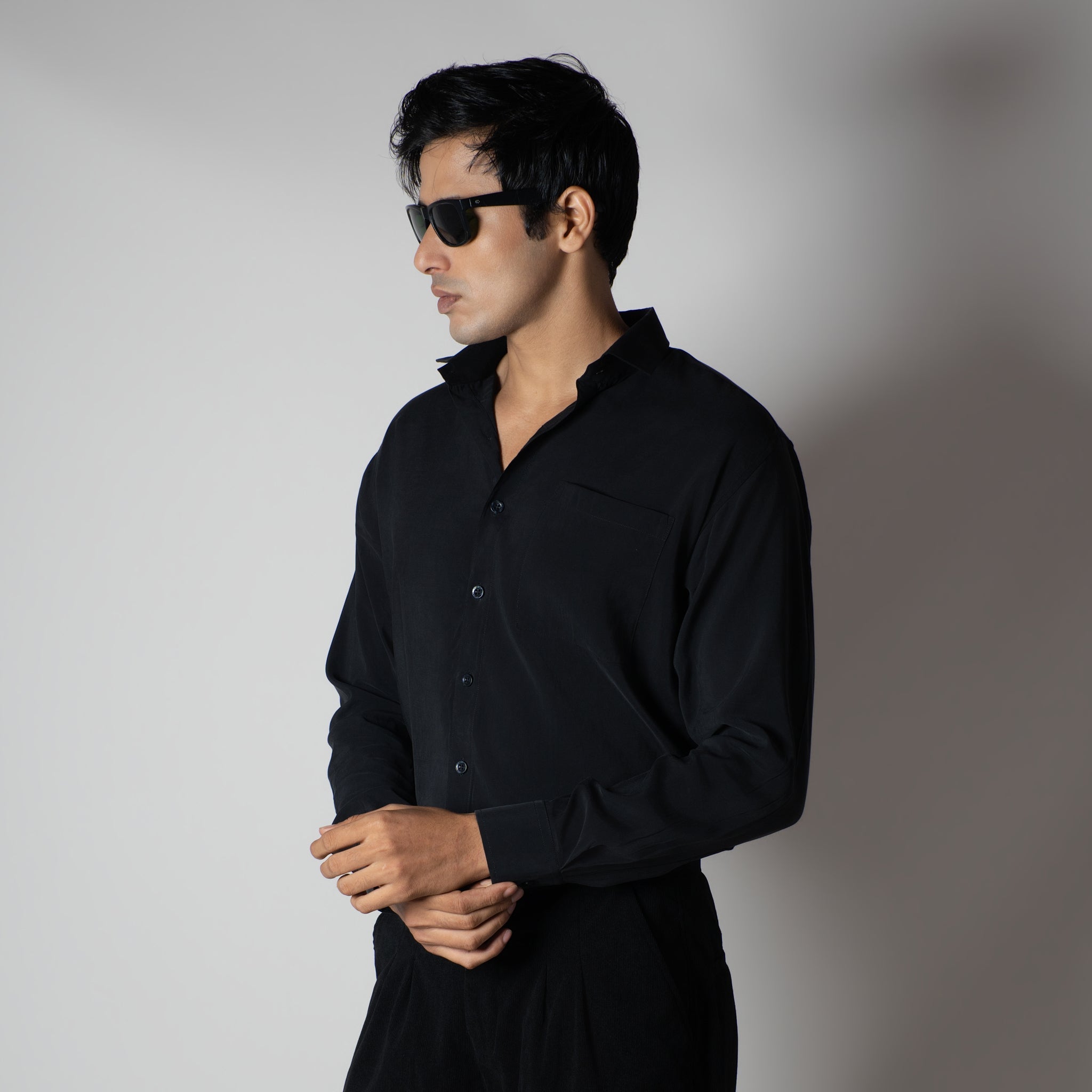 BLACK ESSENTIAL SUEDE LUXE SHIRT - Hophead