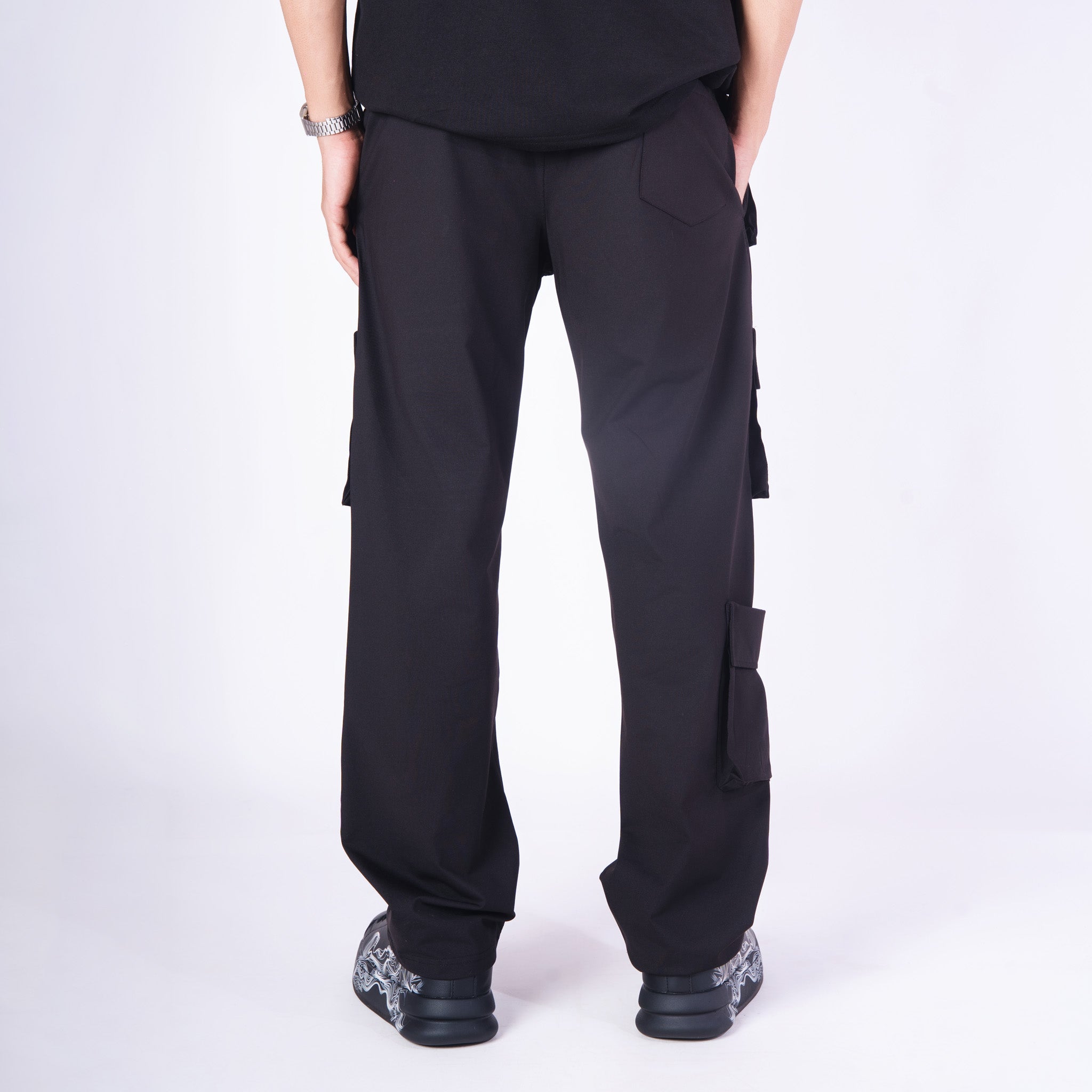 BLACK FIVE FRONT POCKET CARGO SWEATPANTS - Hophead