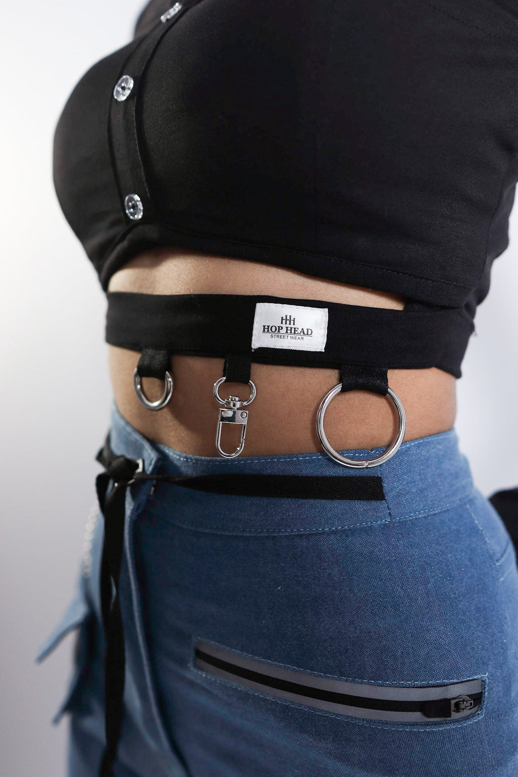 BLACK FULL SLEEVE CROP TOP - Hophead