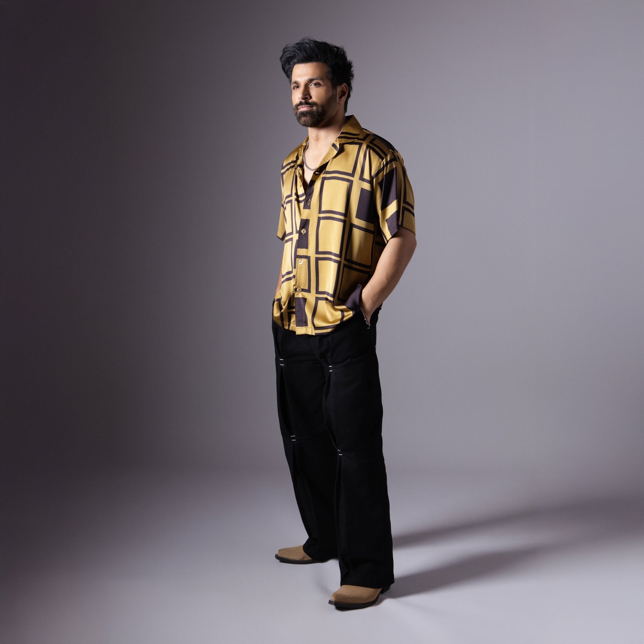 BLACK & GOLDEN SATIN SHIRT - RDX - Hophead