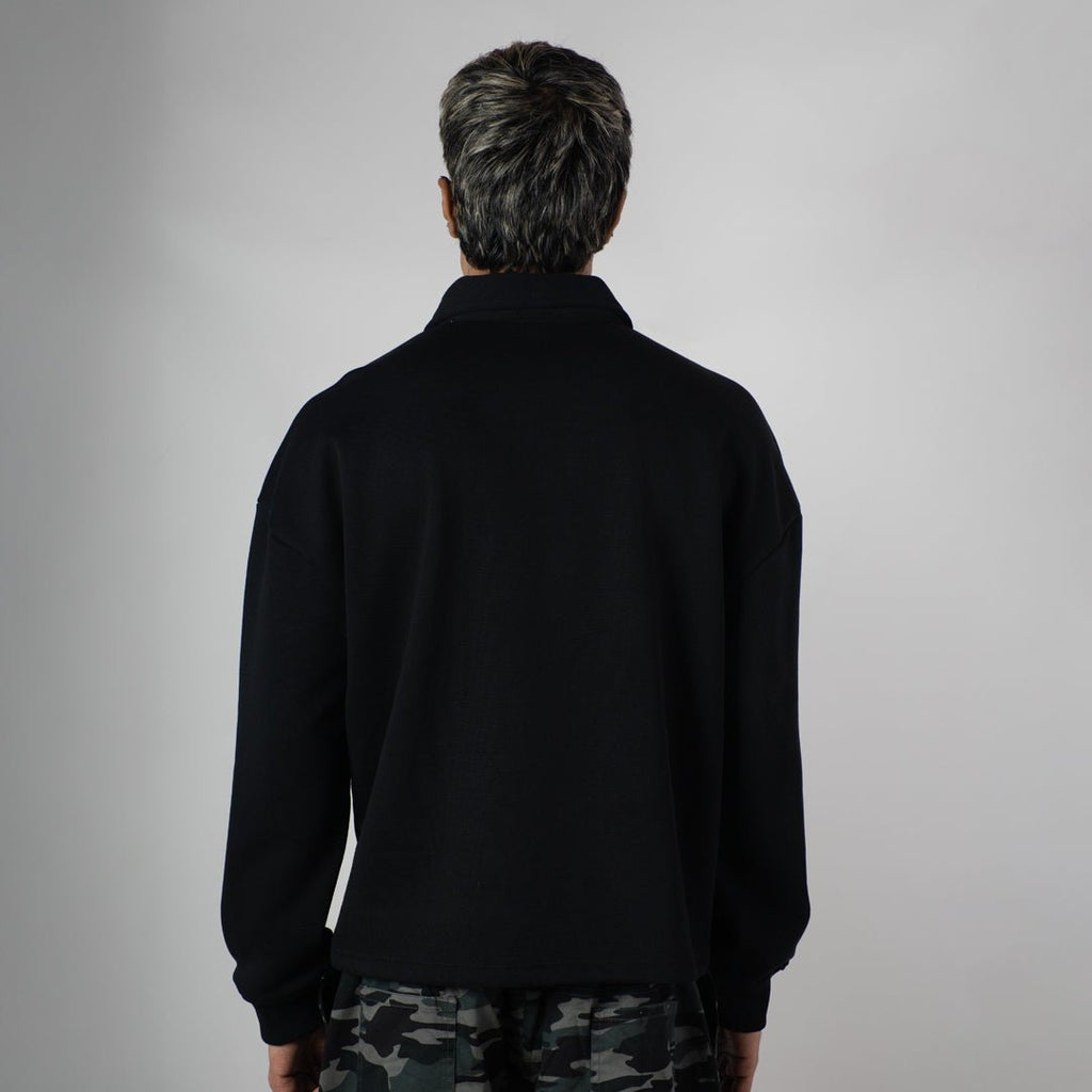 BLACK HALF - ZIPUP PULLOVER POLO - Hophead