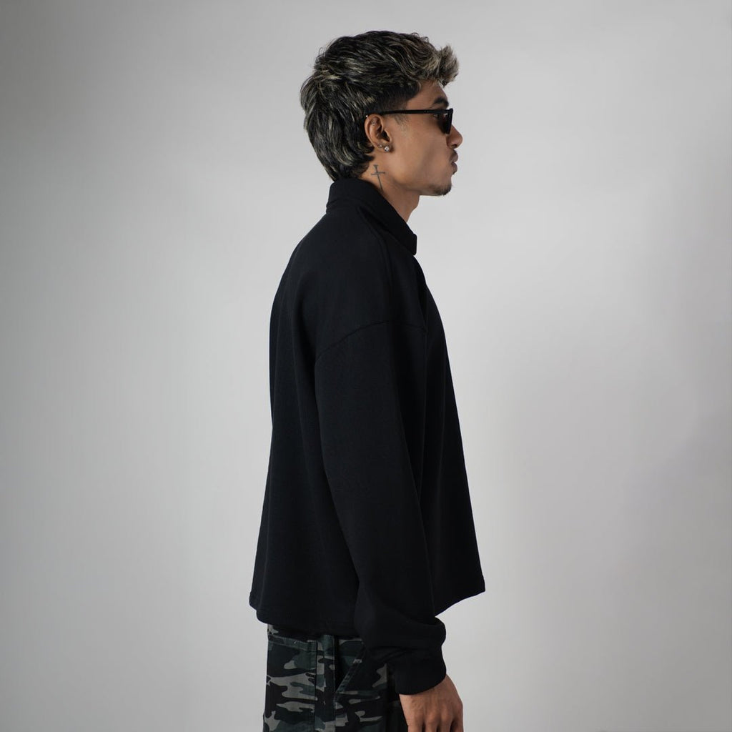 BLACK HALF - ZIPUP PULLOVER POLO - Hophead