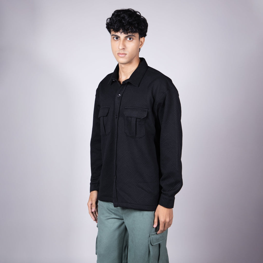 BLACK JACQUARD SHACKET - Hophead