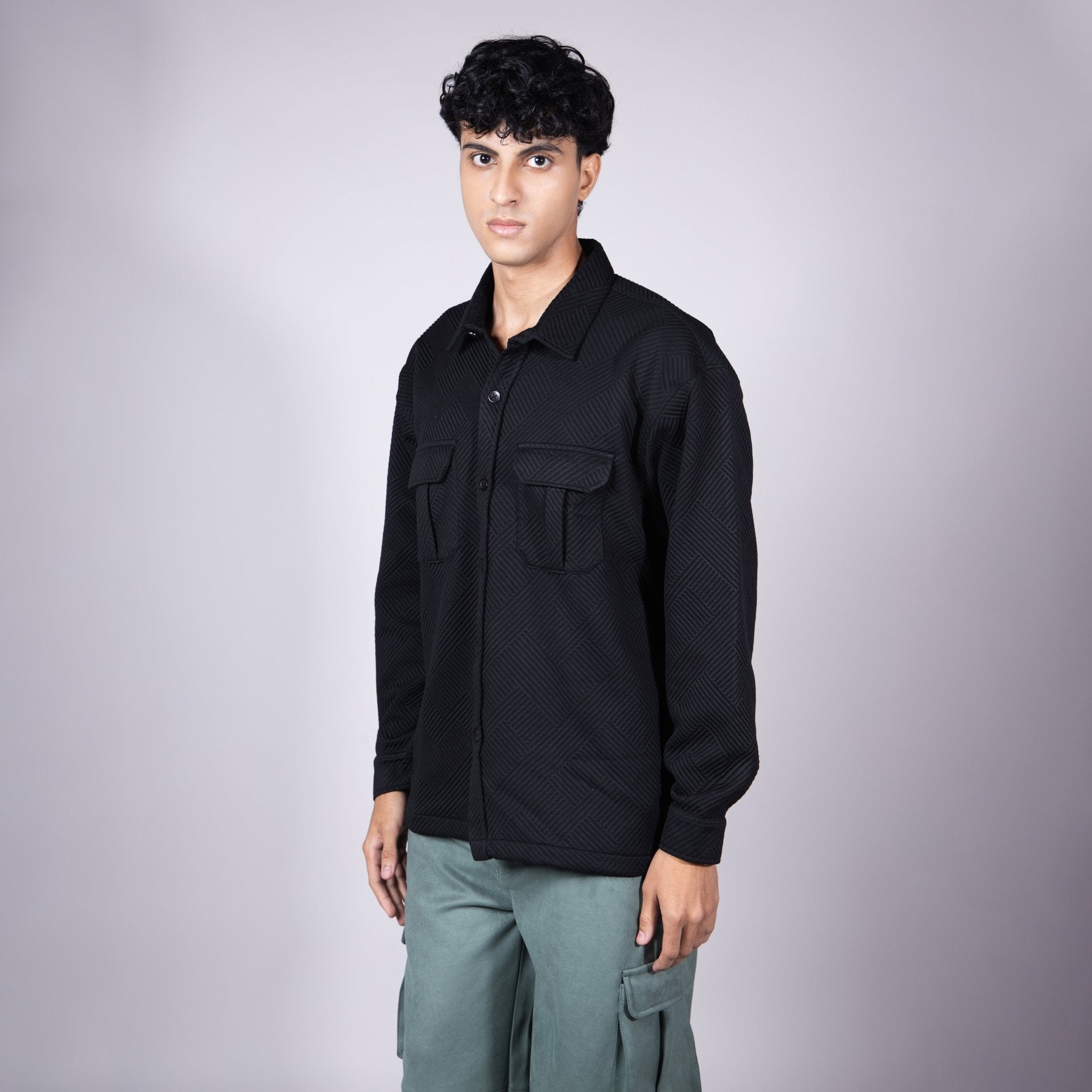 BLACK JACQUARD SHACKET - Hophead