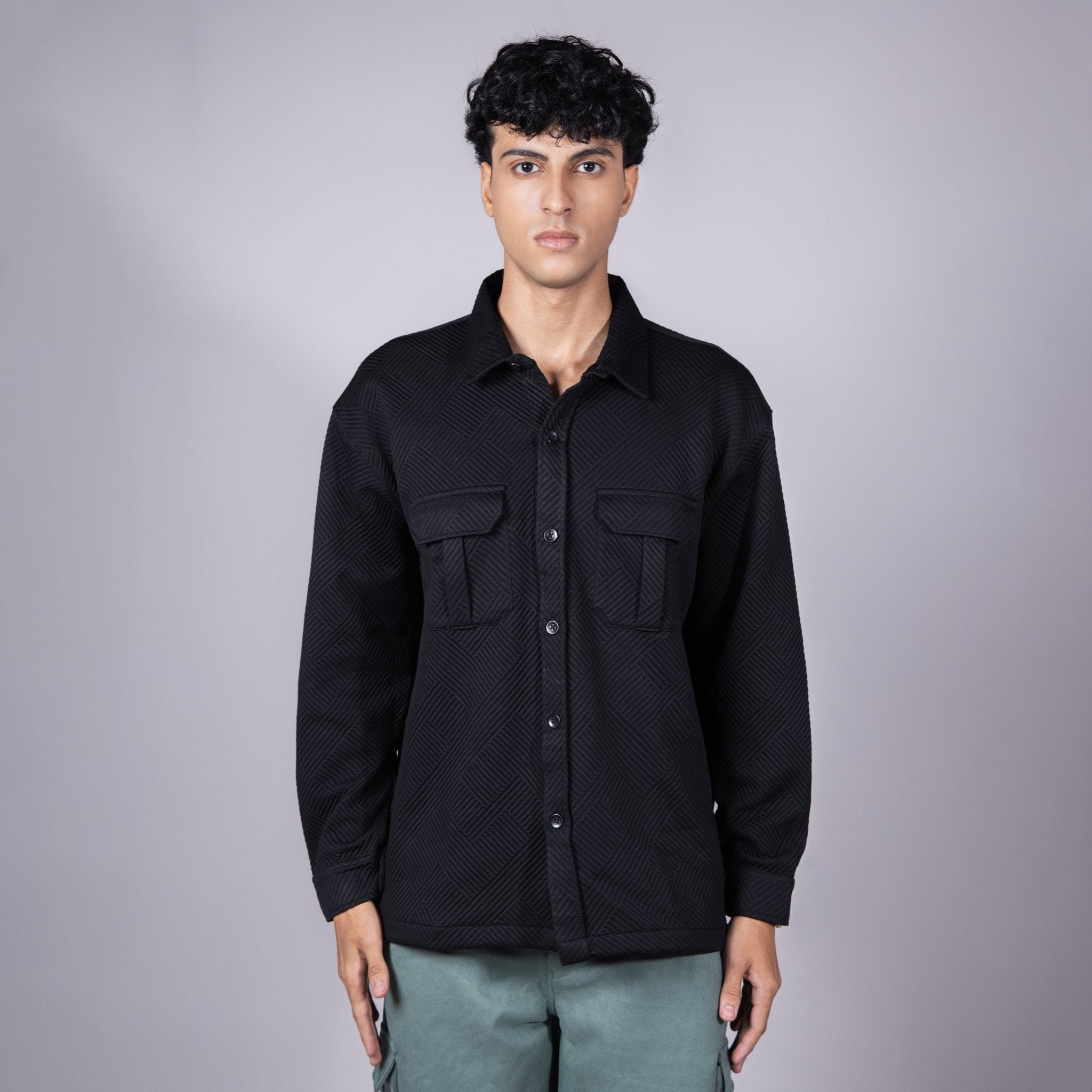 BLACK JACQUARD SHACKET - Hophead