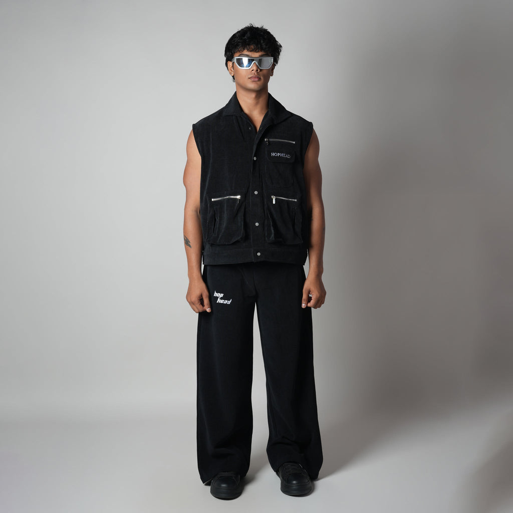 BLACK KNITDRIP UTILITY JACKET - Hophead