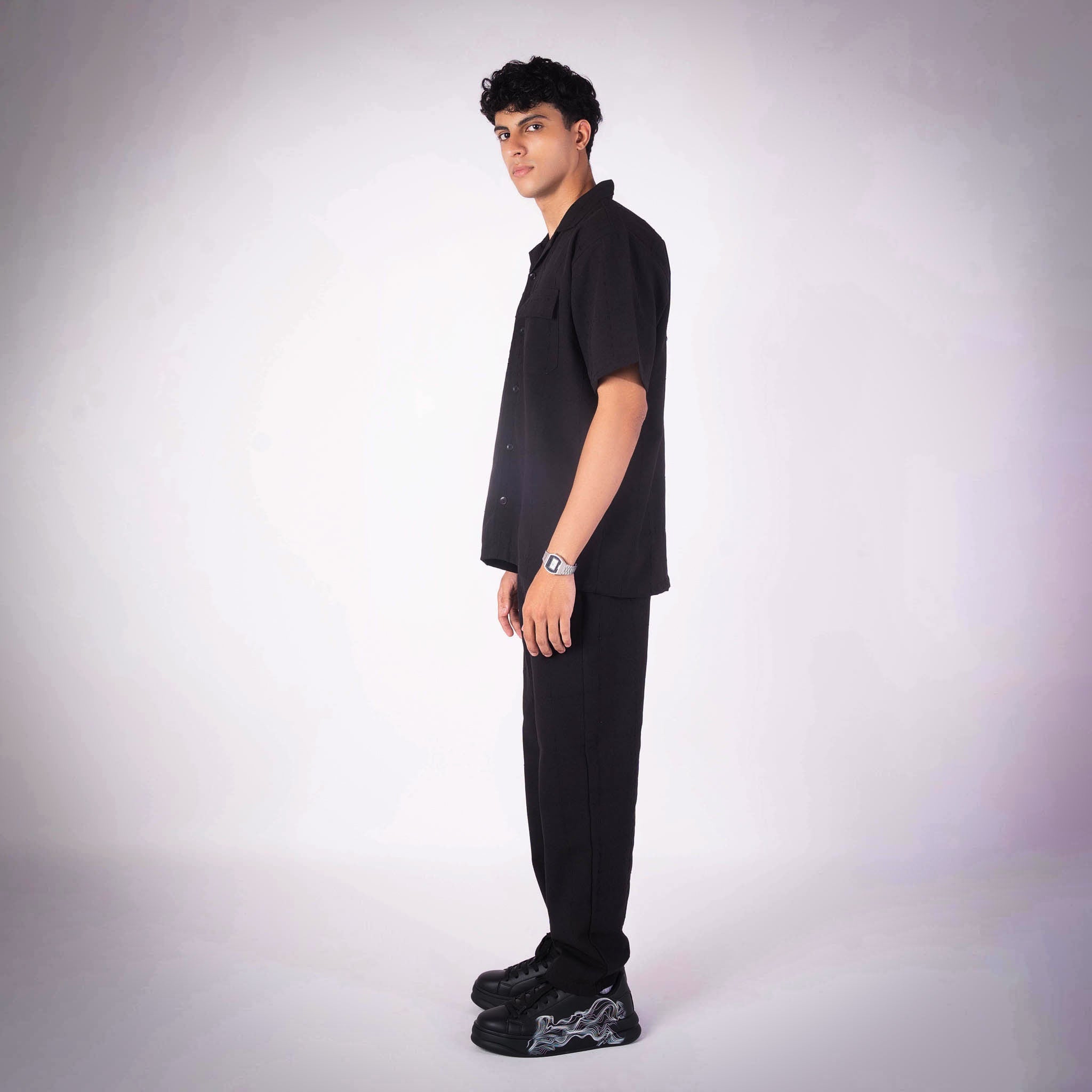 BLACK LINEN CHECKS EMBROIDERY CO - ORD SET - Hophead