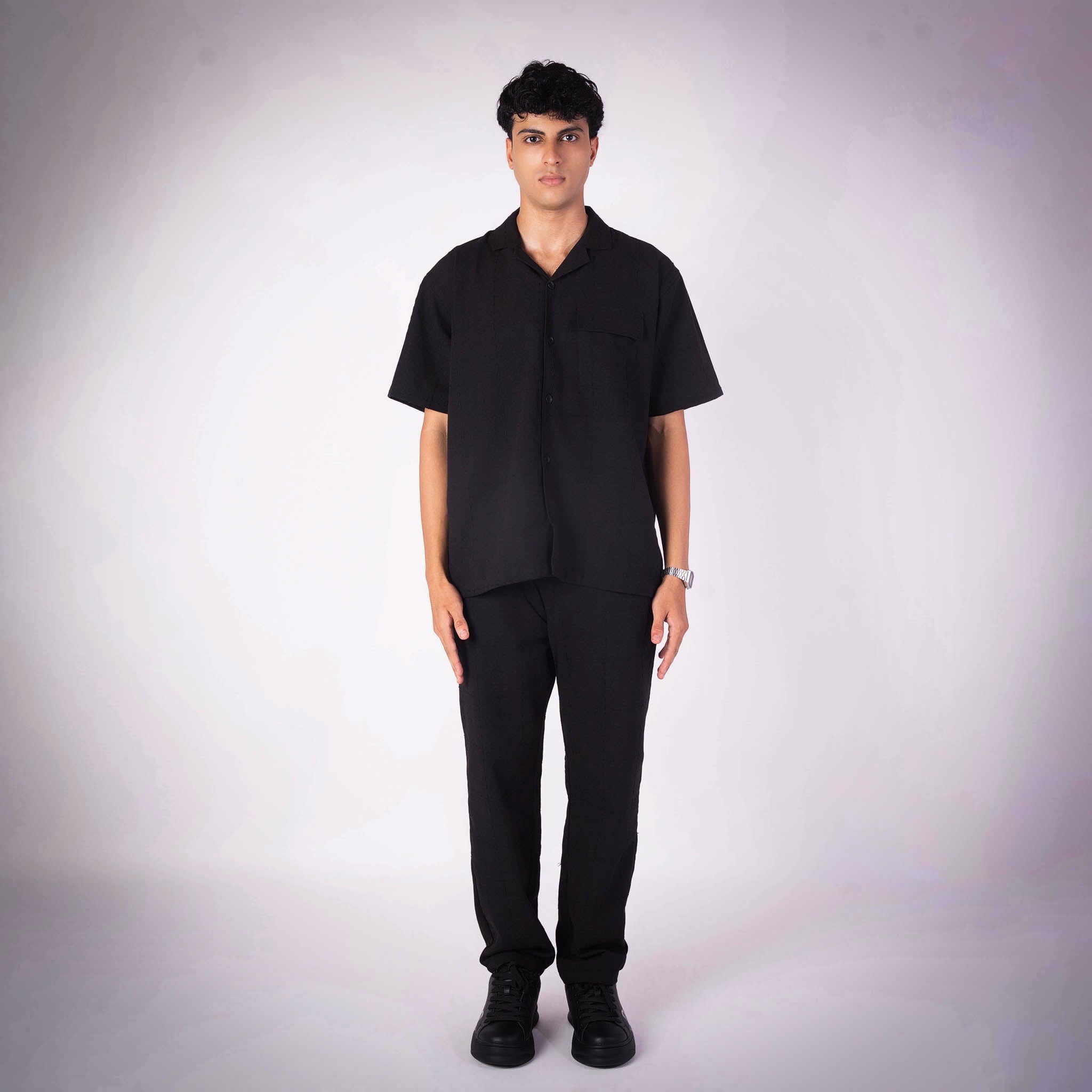 BLACK LINEN CHECKS EMBROIDERY CO - ORD SET - Hophead