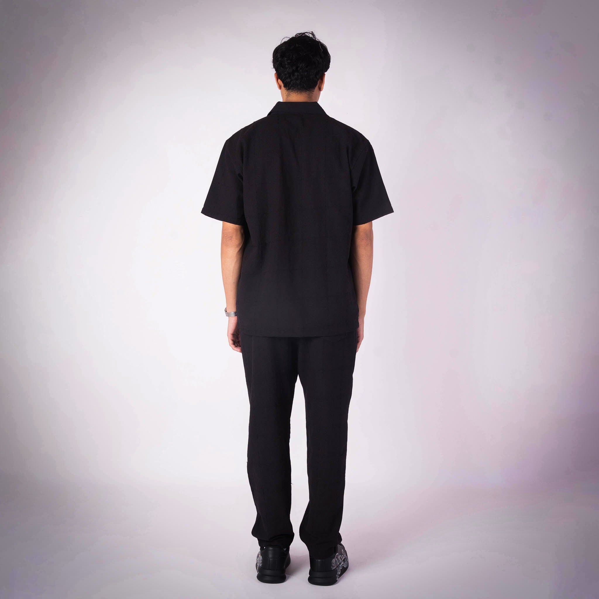 BLACK LINEN CHECKS EMBROIDERY CO - ORD SET - Hophead