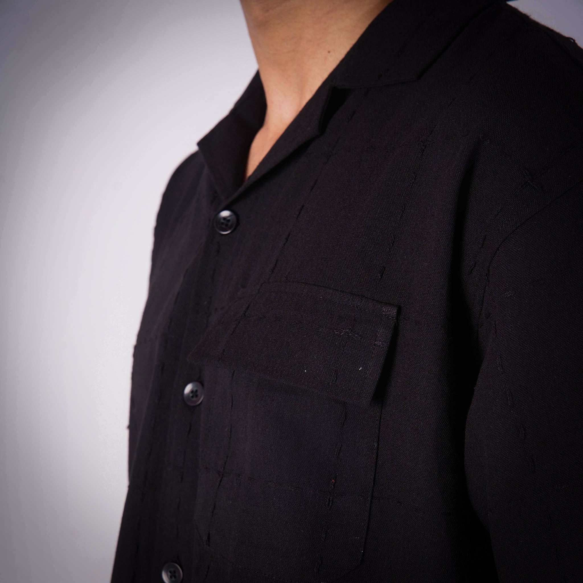 BLACK LINEN CHECKS EMBROIDERY CO - ORD SET - Hophead