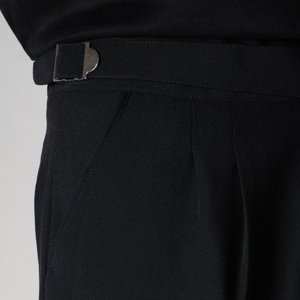 BLACK LONG FLAP BELT TROUSER - Hophead