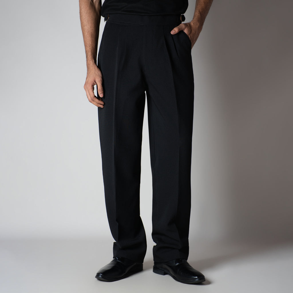 BLACK LONG FLAP BELT TROUSER - Hophead