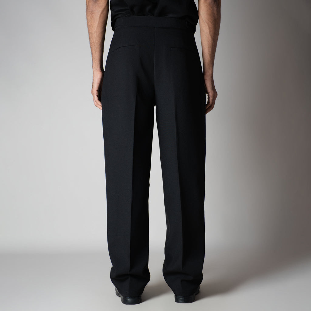 BLACK LONG FLAP BELT TROUSER - Hophead