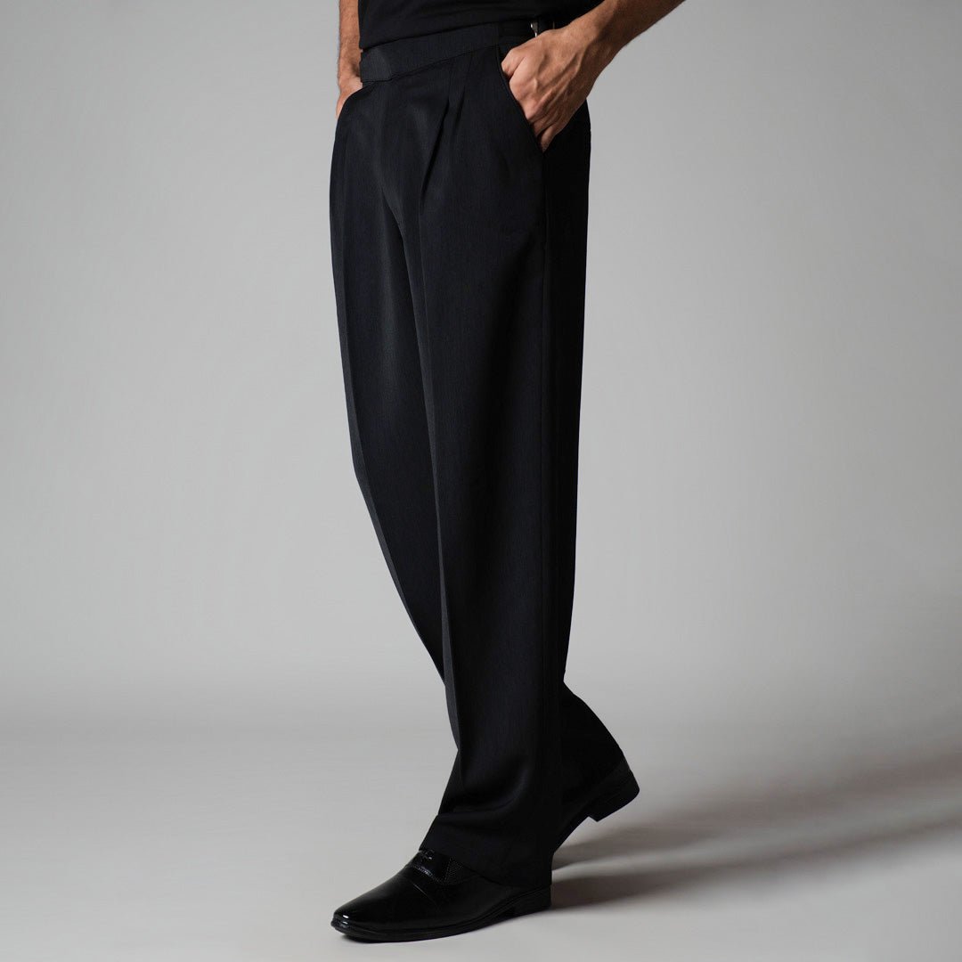 BLACK LONG FLAP TEXTURED TROUSER - Hophead