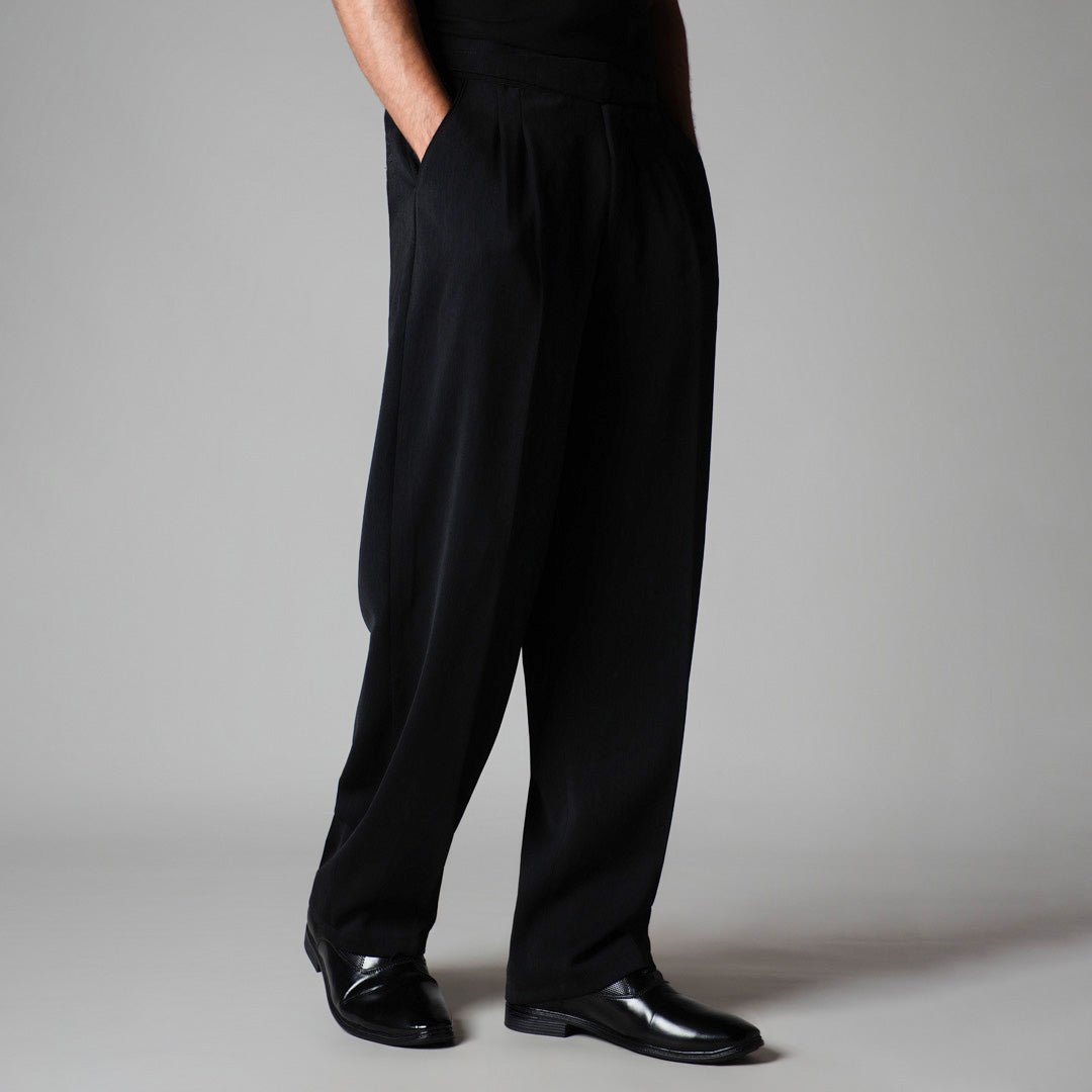 BLACK LONG FLAP TEXTURED TROUSER - Hophead