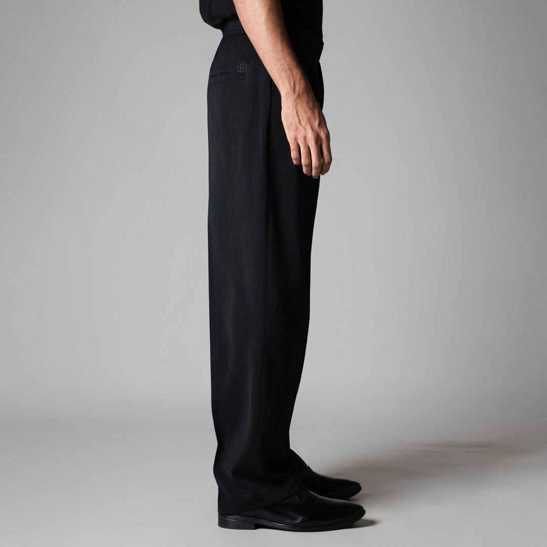 BLACK LONG FLAP TEXTURED TROUSER - Hophead