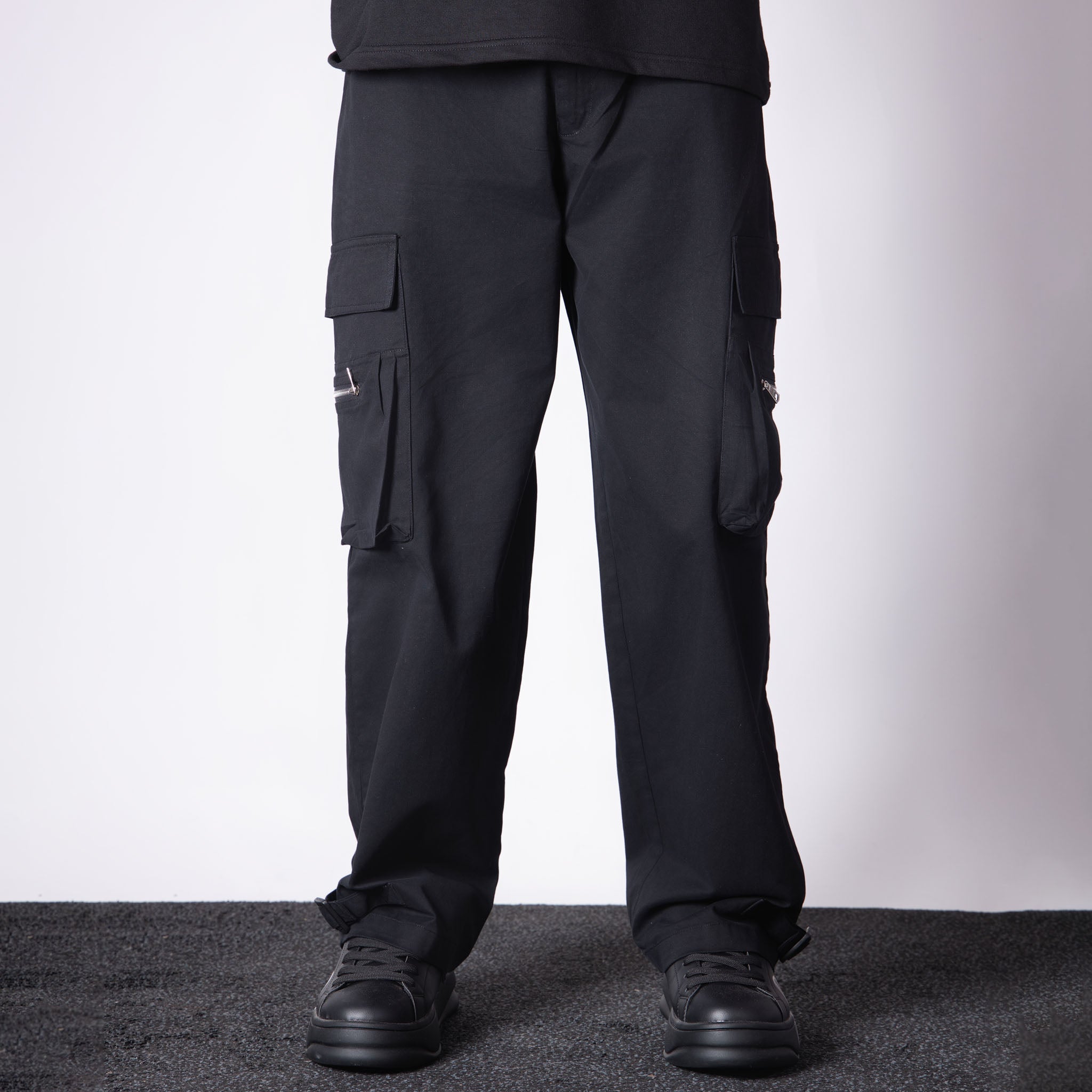 BLACK MILITARY POCKETS COTTON CARGO - Hophead