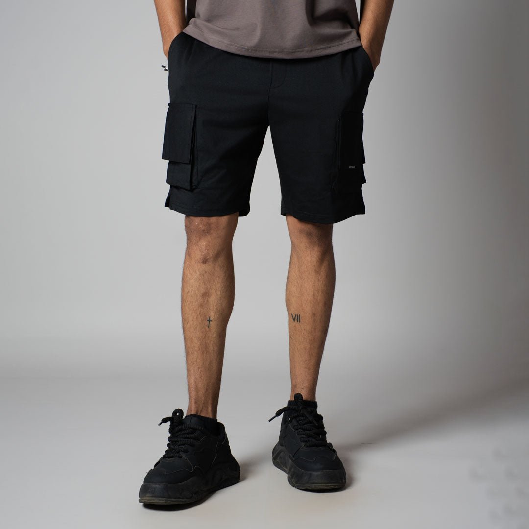 BLACK MULTI FLAP SHORTS - Hophead
