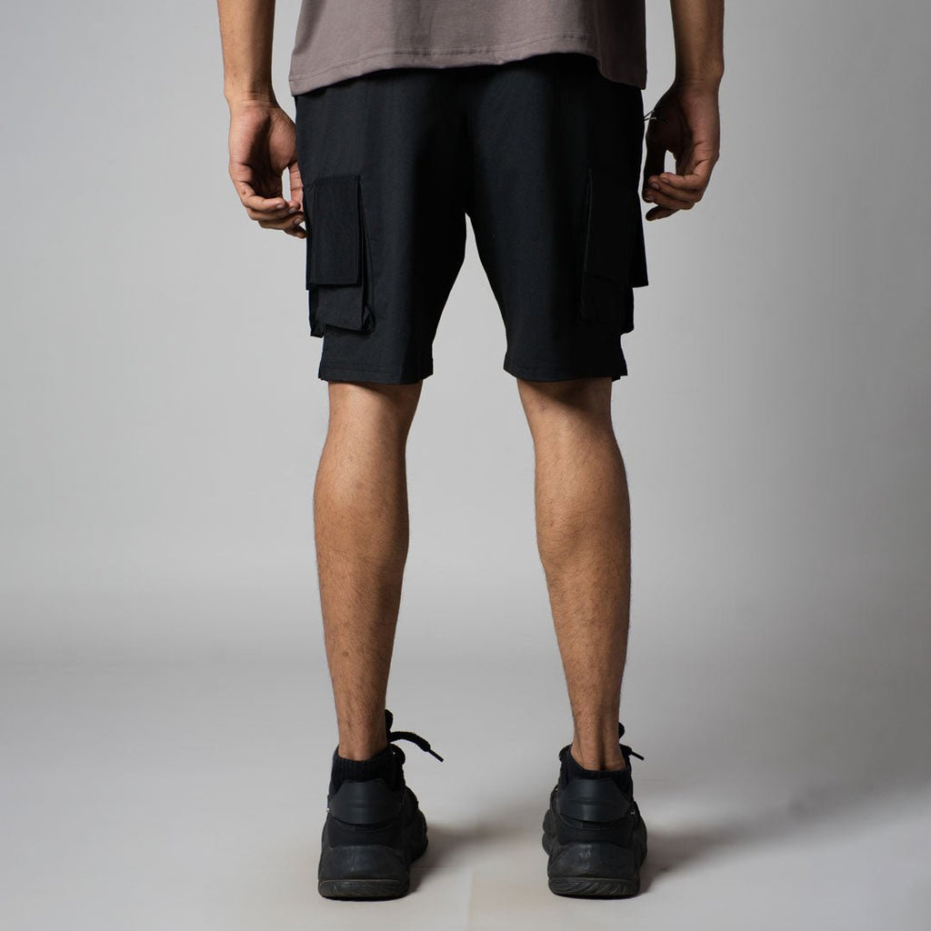 BLACK MULTI FLAP SHORTS - Hophead