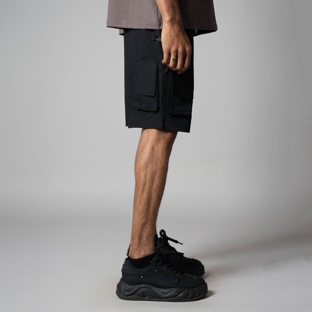 BLACK MULTI FLAP SHORTS - Hophead