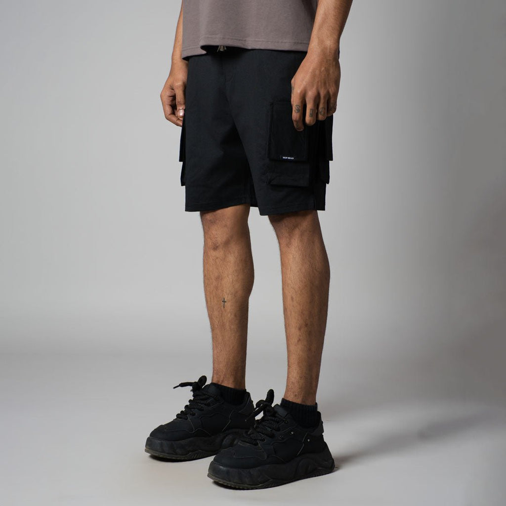 BLACK MULTI FLAP SHORTS - Hophead