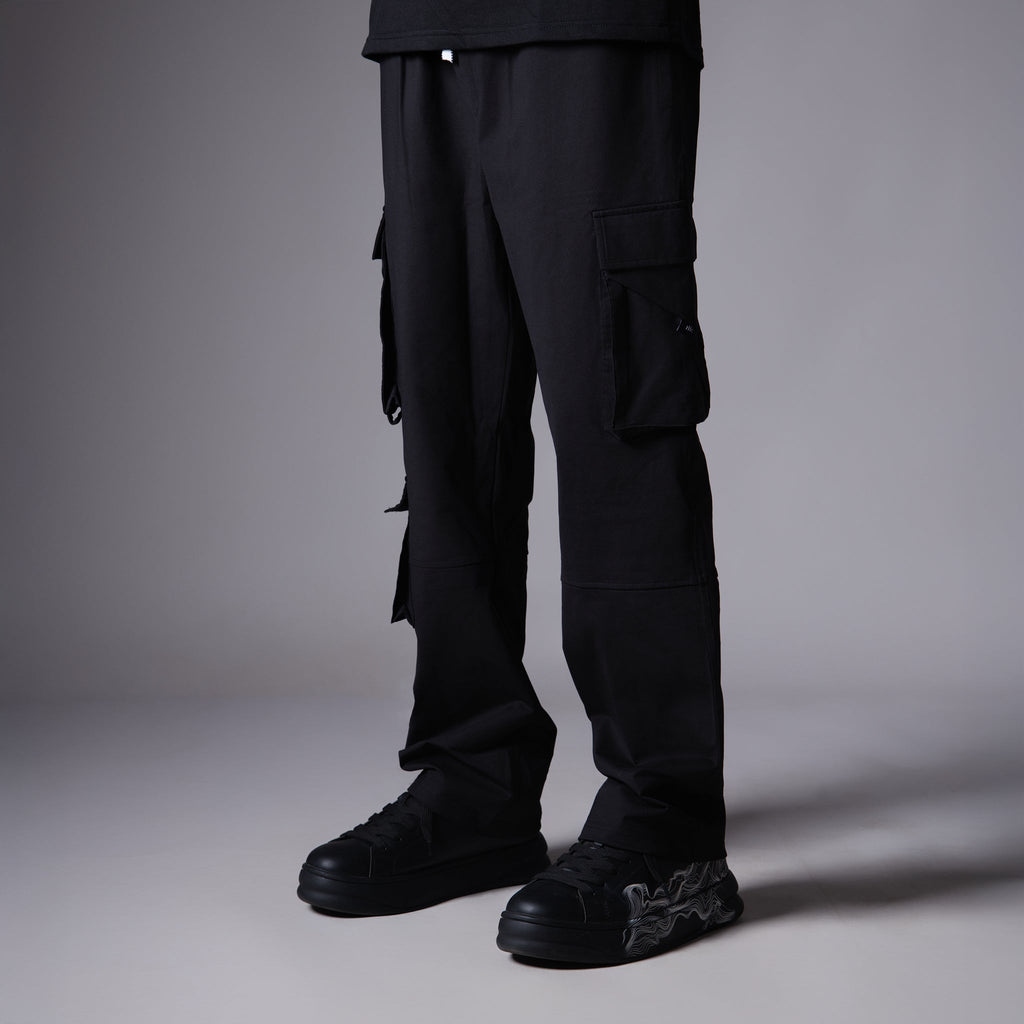 BLACK MULTI POCKET CARGO SWEAPANTS - Hophead