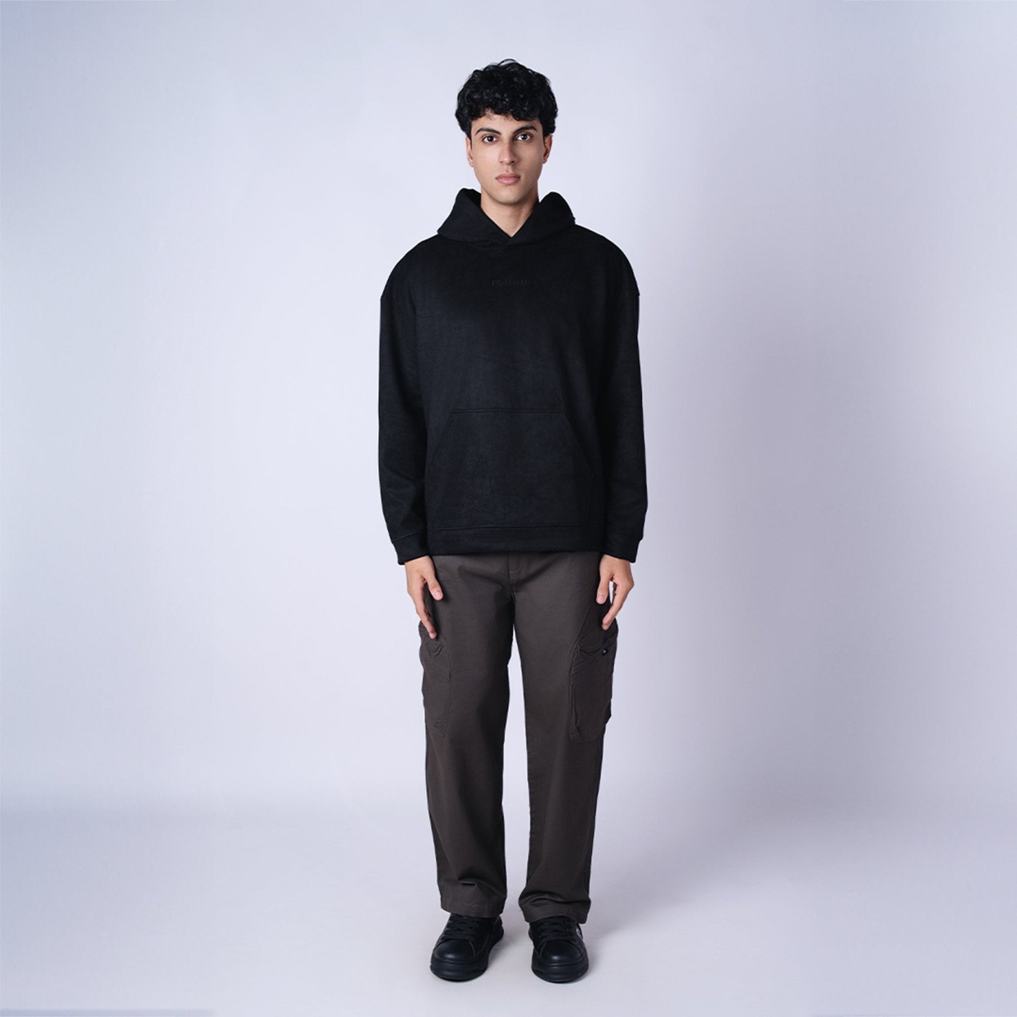 BLACK OVERSIZED SUEDE HOODIE - Hophead