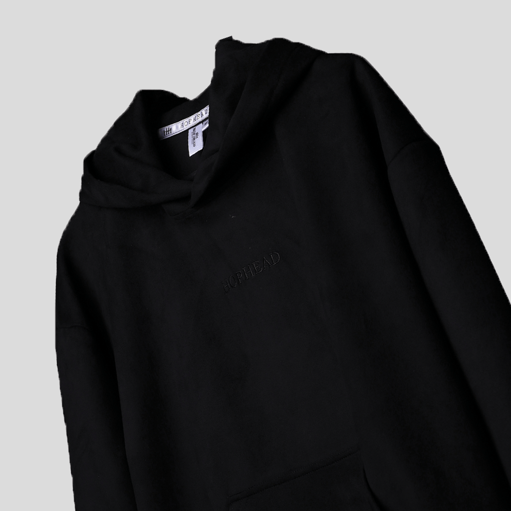BLACK OVERSIZED SUEDE HOODIE - Hophead