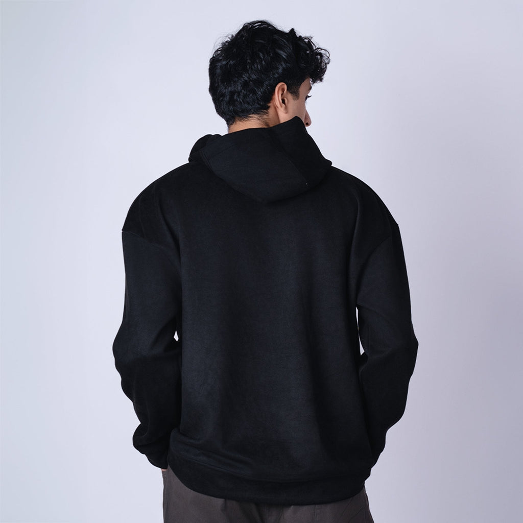 BLACK OVERSIZED SUEDE HOODIE - Hophead
