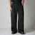 BLACK PIN-RIB WIDE PANTS