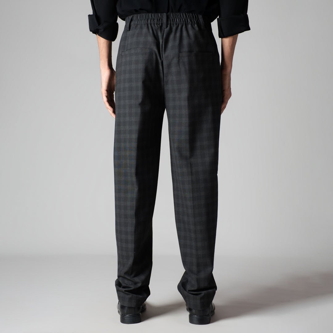 BLACK PLAID REGULAR FIT TROUSER - Hophead