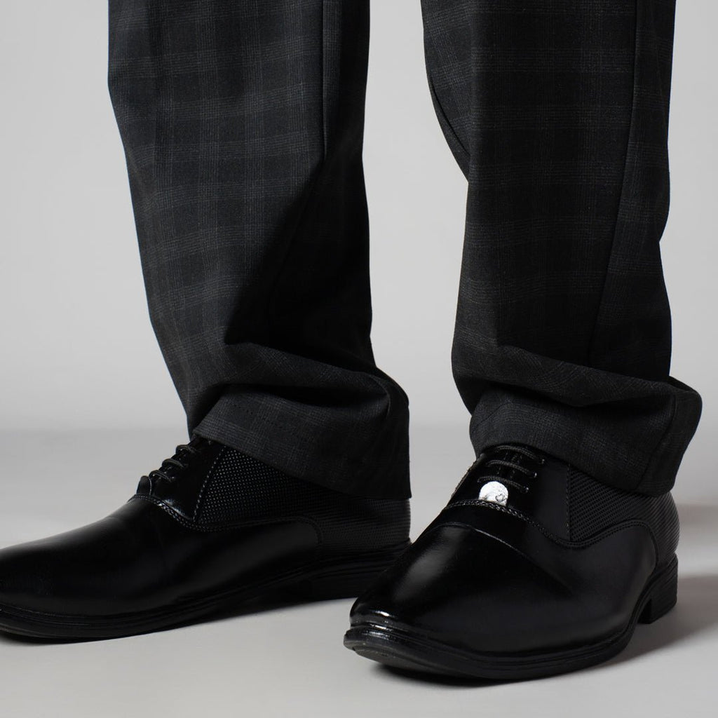 BLACK PLAID REGULAR FIT TROUSER - Hophead