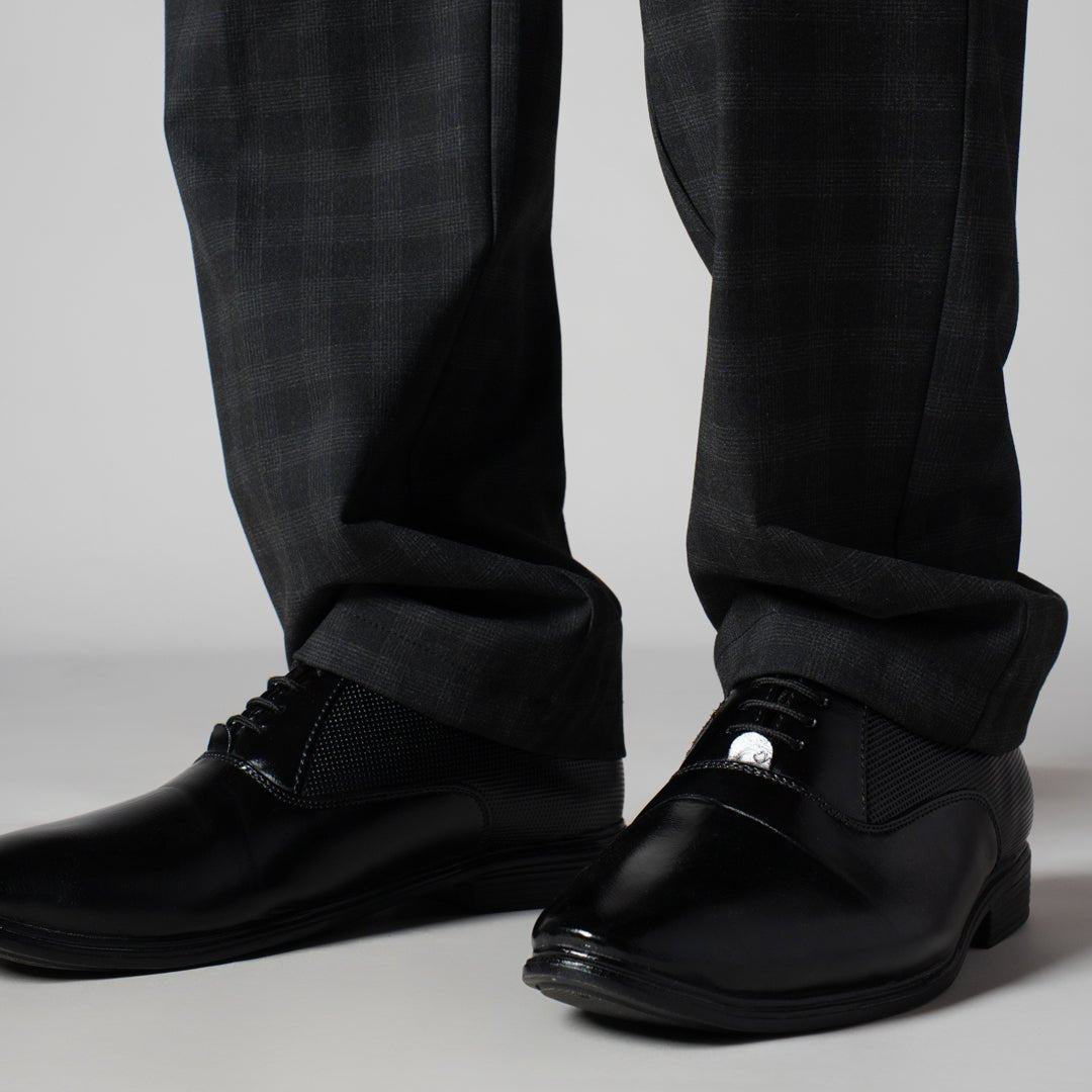 BLACK PLAID REGULAR FIT TROUSER - Hophead