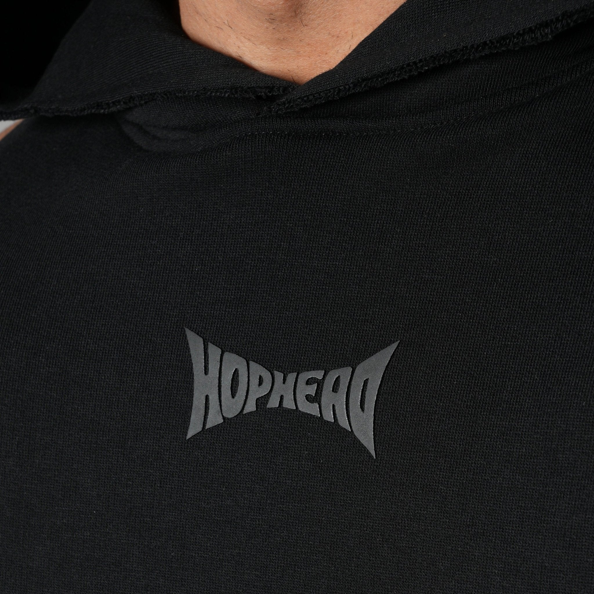 BLACK RAW EDGE SLEEVELESS HOODIE - Hophead