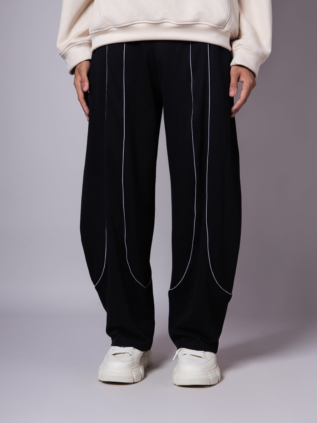 BLACK REFLECTIVE EXTREME BAGGY SWEATPANTS - Hophead