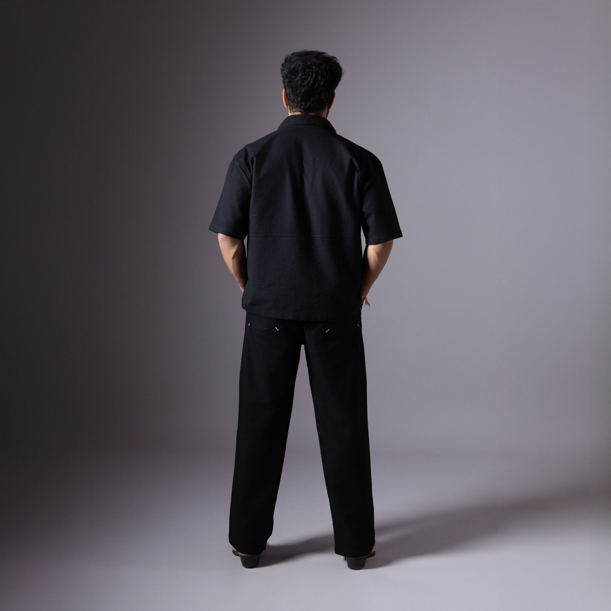 BLACK REVERSE PLEATED COTTON PANTS - Hophead
