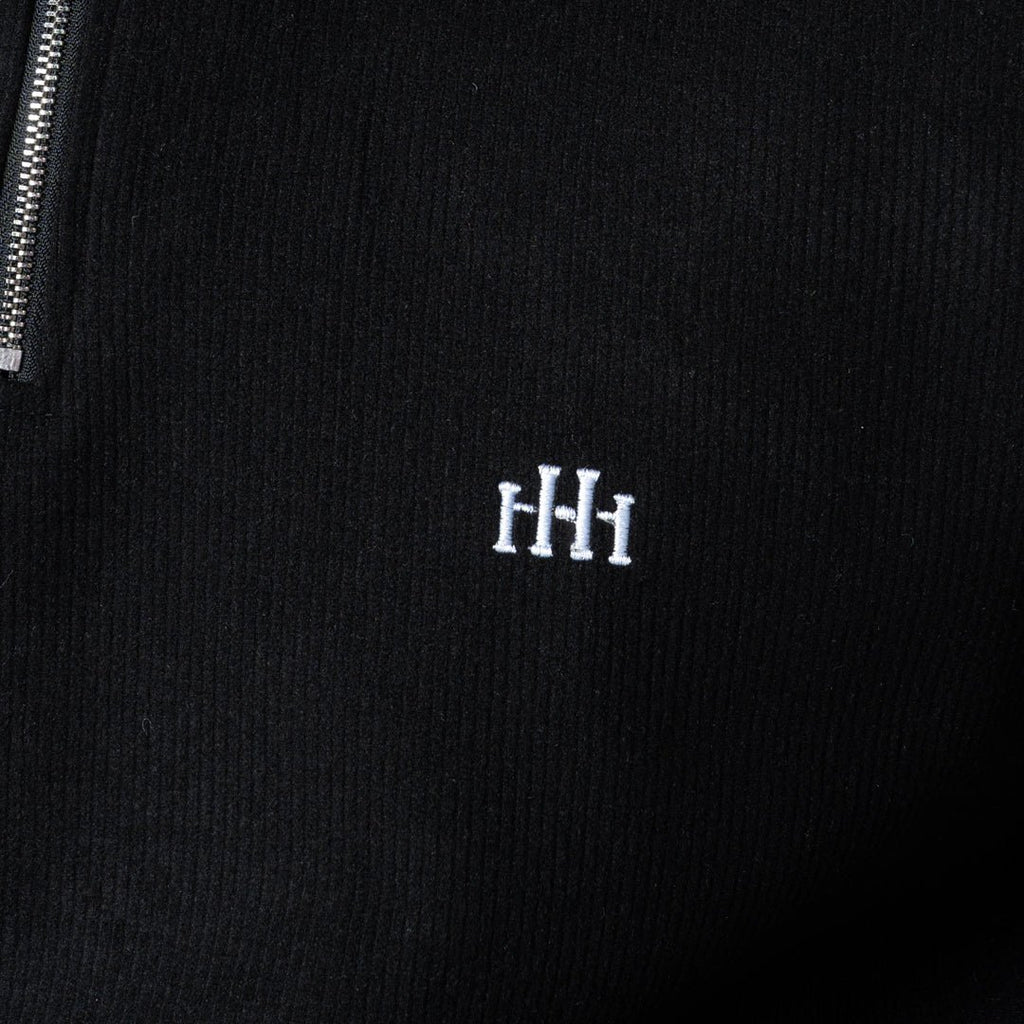 BLACK RIBBED ZIP TURTLE NECK JUMPER - Hophead