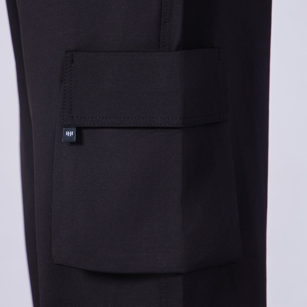 BLACK SIDE POCKET STRAIGHT FIT CARGO SWEATPANT - Hophead
