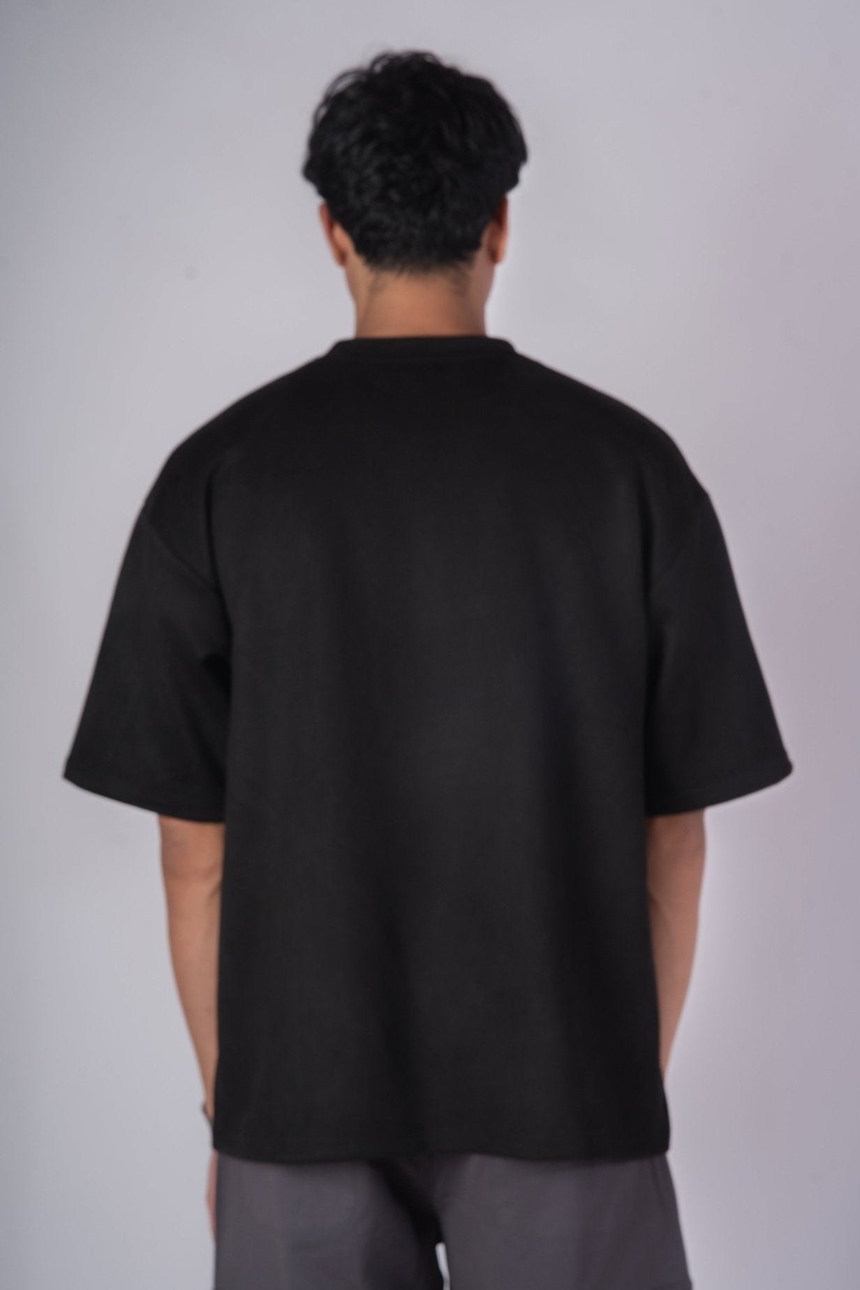 BLACK STITCH - LINE EMBROIDERED SUEDE T - SHIRT - Hophead