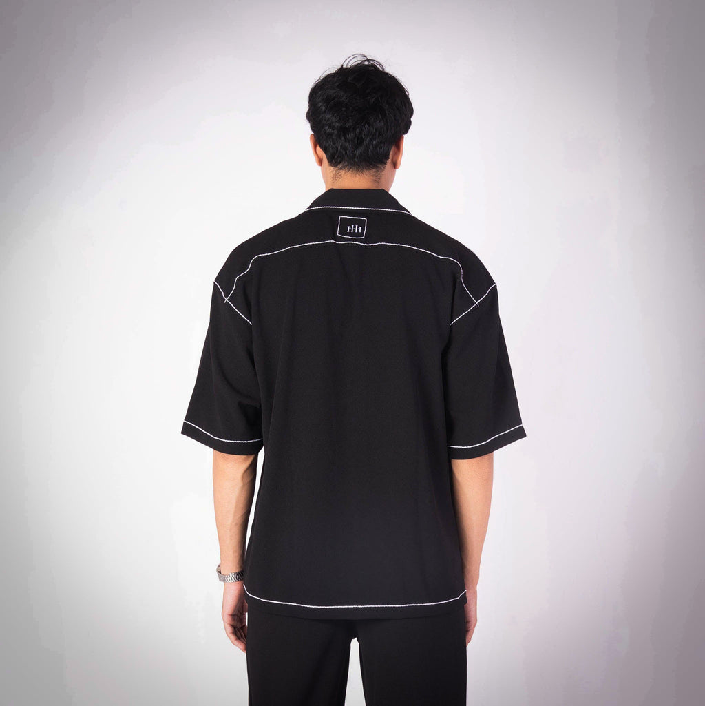 BLACK STITCHLINE CUBAN SHIRT - Hophead