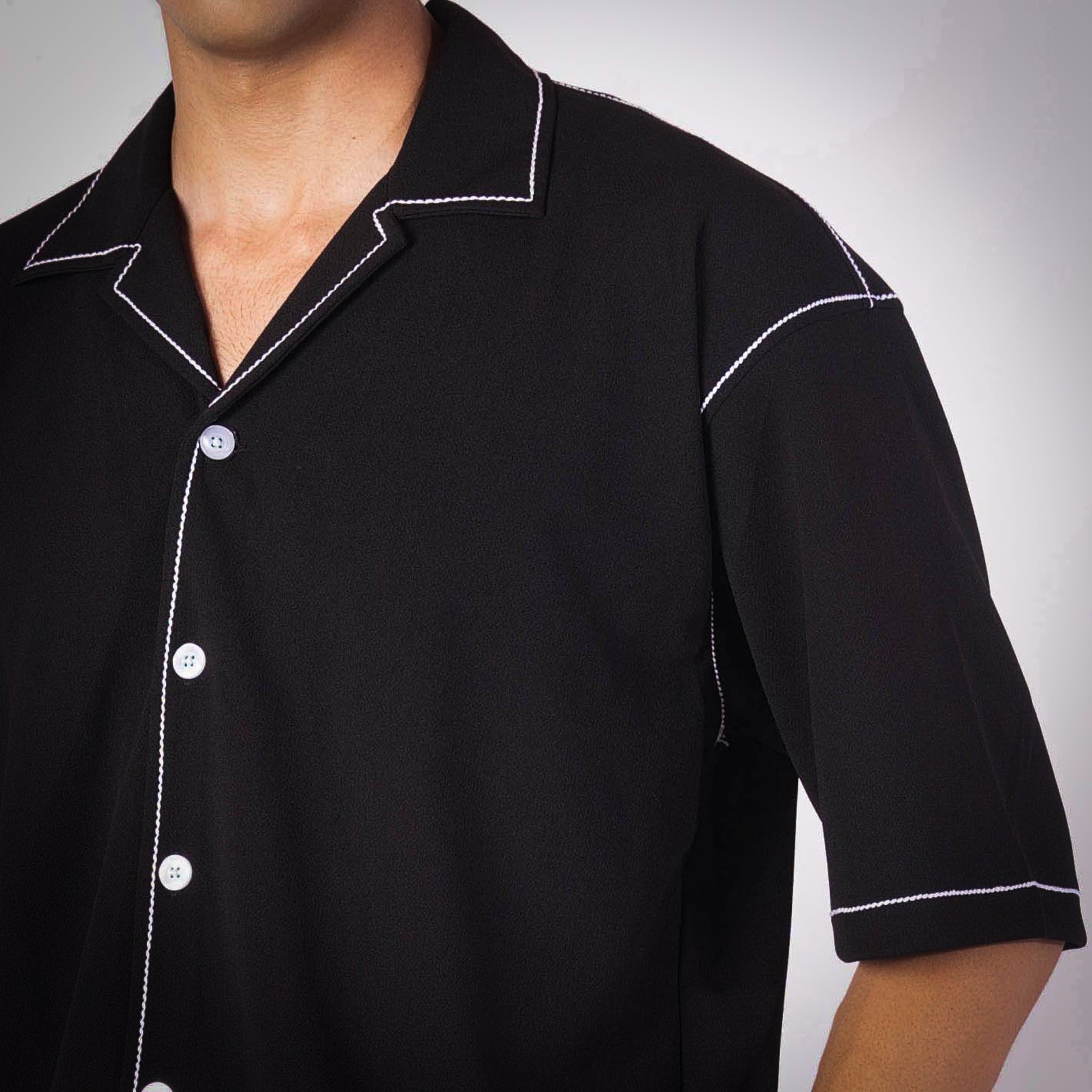 BLACK STITCHLINE CUBAN SHIRT - Hophead