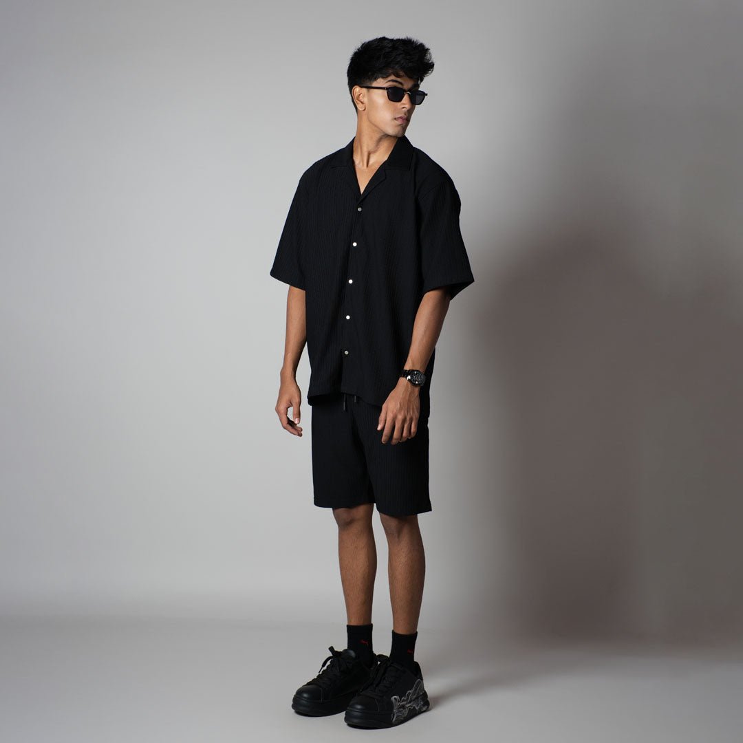 BLACK STRIPPED TEXTURED CO - ORD SET - Hophead