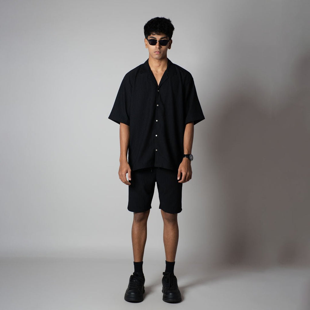 BLACK STRIPPED TEXTURED CO - ORD SET - Hophead