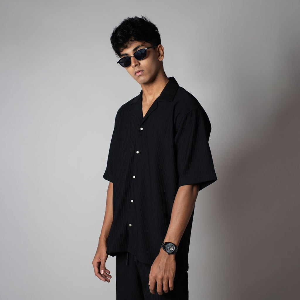 BLACK STRIPPED TEXTURED CO - ORD SET - Hophead