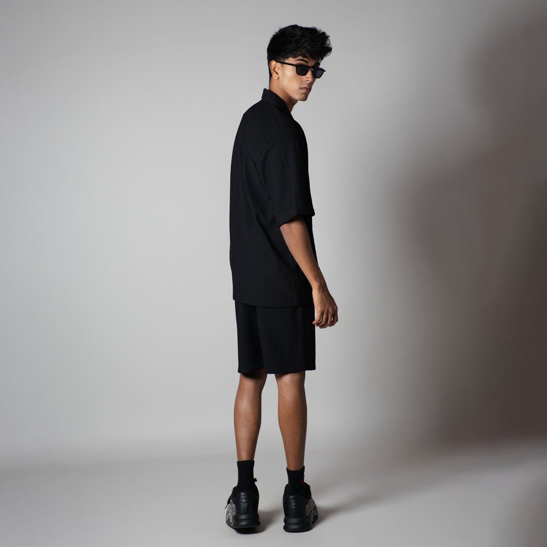 BLACK STRIPPED TEXTURED CO - ORD SET - Hophead