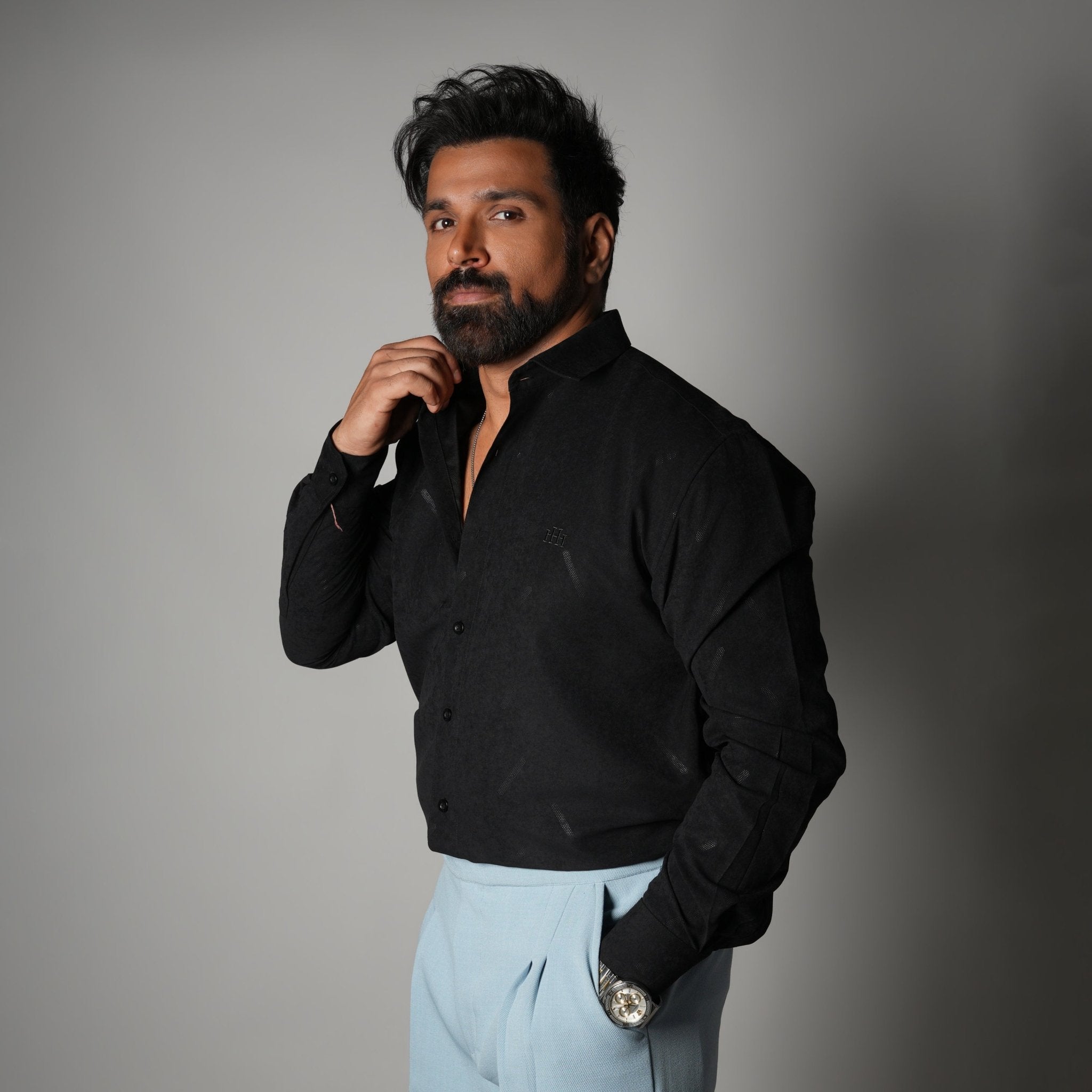 BLACK SUEDE LASER LUXE SHIRT - Hophead