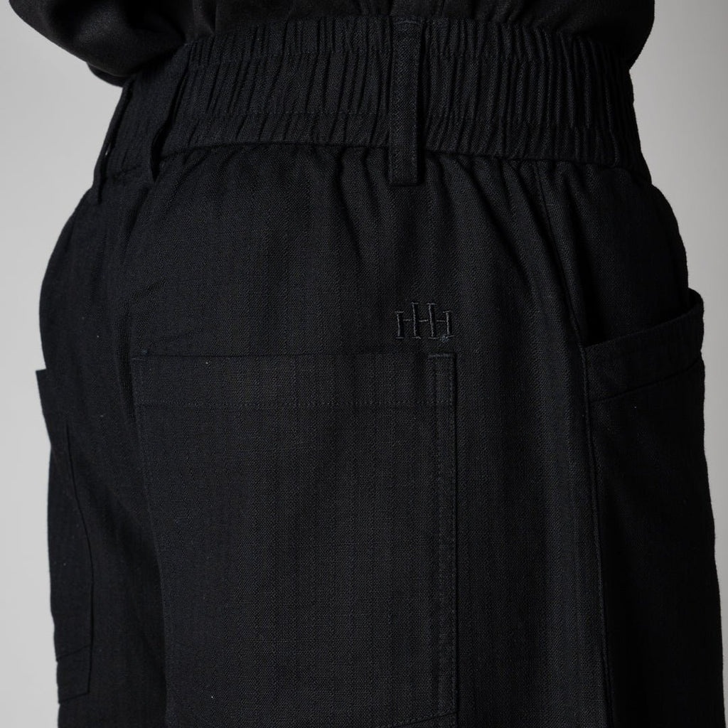 BLACK TEXTURED LINEN TRAVEL PANTS - Hophead