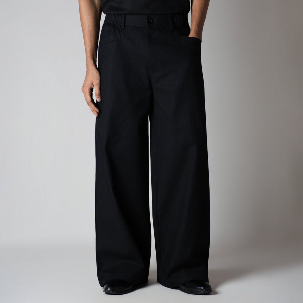 BLACK TEXTURED LINEN TRAVEL PANTS - Hophead