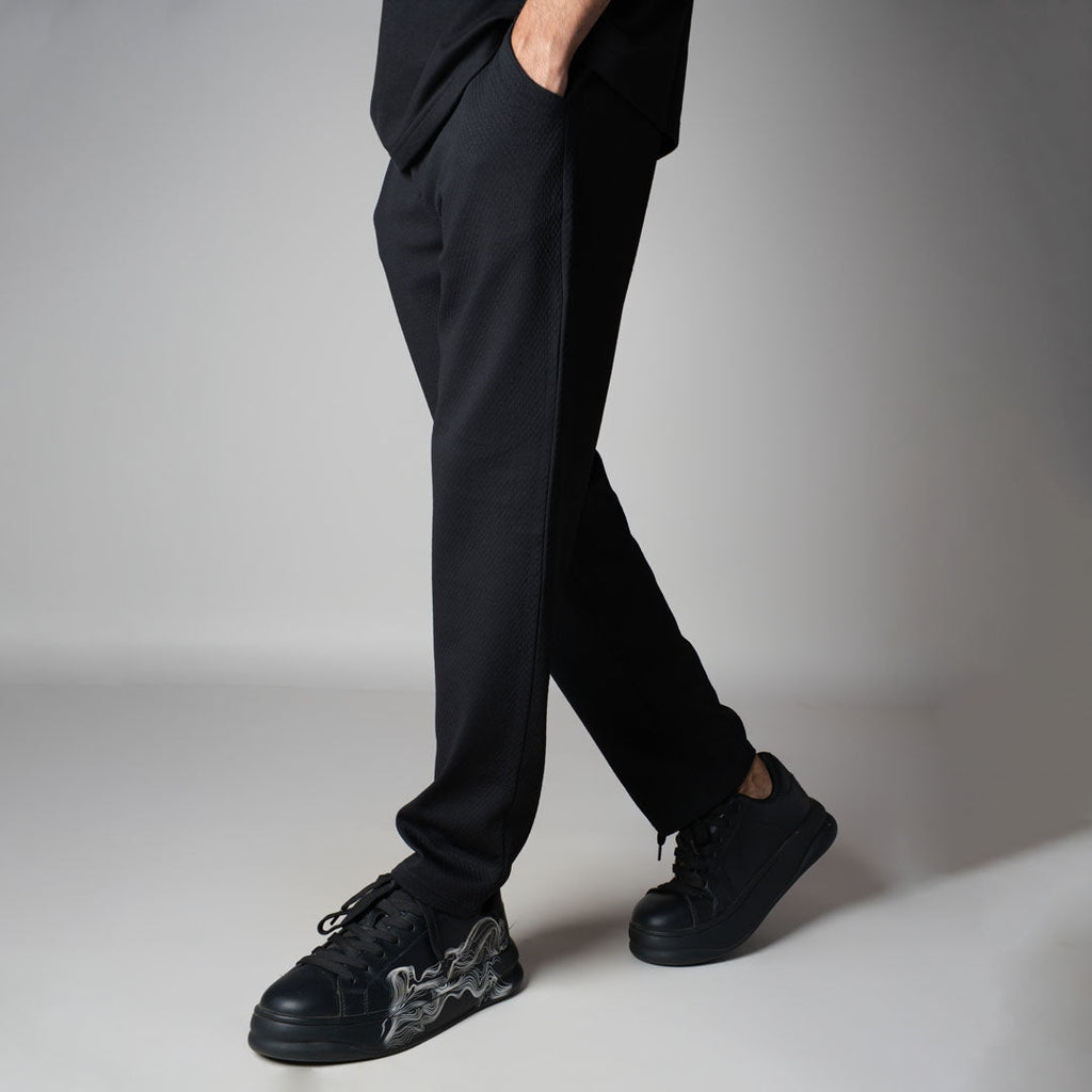BLACK TEXTURED SWEATPANT - Hophead