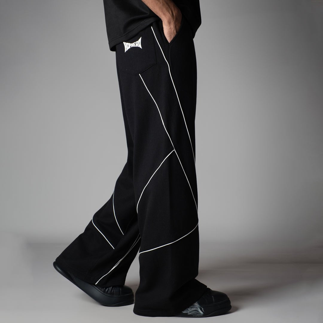 BLACK VERTEX FLEECE BAGGY SWEATPANTS - Hophead